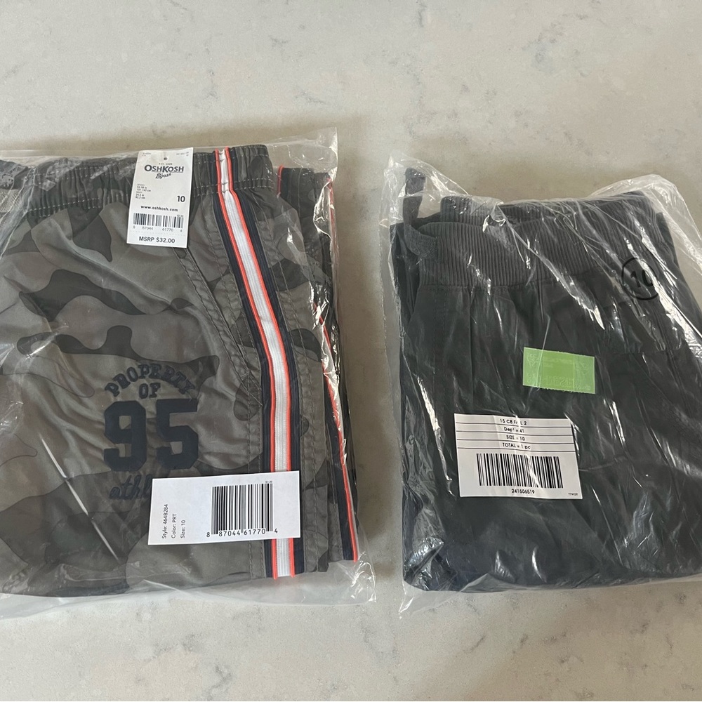 New in Package Boy’s Size 10 Drawstring Pants-Oshkosh & Crazy 8 (Set of 2)